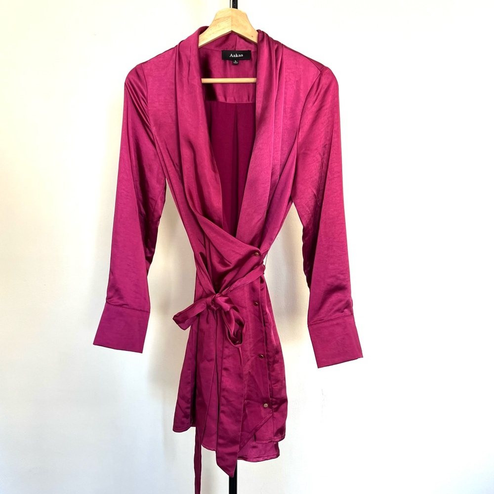 Aaka wrap sleeve Dress in Bougainvillea Pink Size L